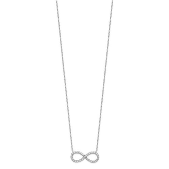 Sterling Silver Rhodium-plated with CZ Infinity Necklace - Picture 3 of 9